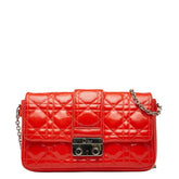 ディオール カナージュ 斜め掛け チェーンウォレット ショルダーバッグ オレンジ エナメル レディース Dior 【中古】